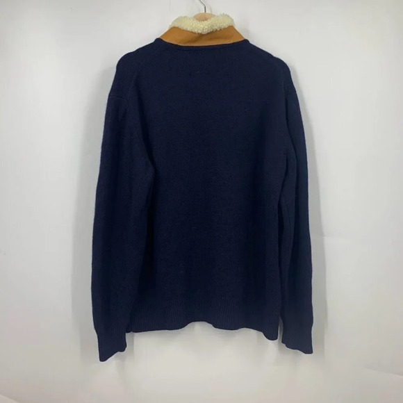 Orvis Men's Quarter‎ Zip 100% Lambswool and Leather Long Sleeve Pullover Size L - Picture 2 of 11